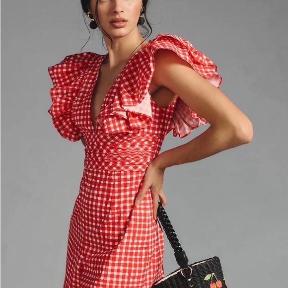Hutch Dresses & Skirts - Hutch Red Gingham Ruffle-Shoulder romper
